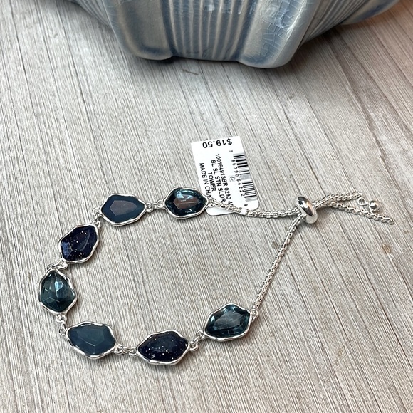 Style & Co. Jewelry - NWT Style & Co Silver Tone Blue Stone Slider Bracelet